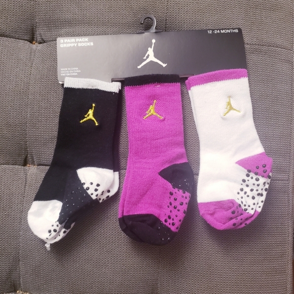 Nike Jordan Baby Socks - 6 Pairs - Pink & Purple - Picture 6 of 7
